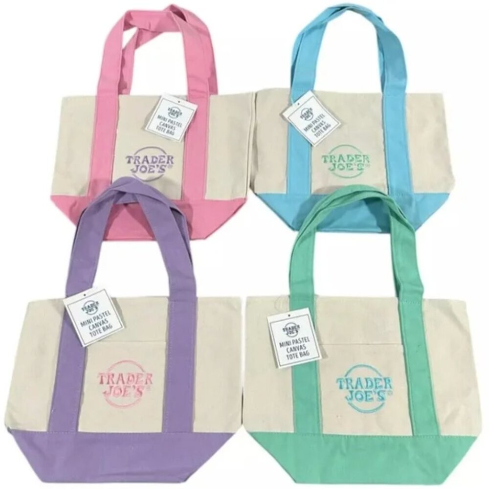 Trader Joe's Mini Pastel Canvas Tote Bags